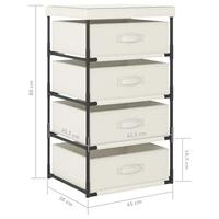 Opbergrek met 4 stoffen manden staal crme - thumbnail