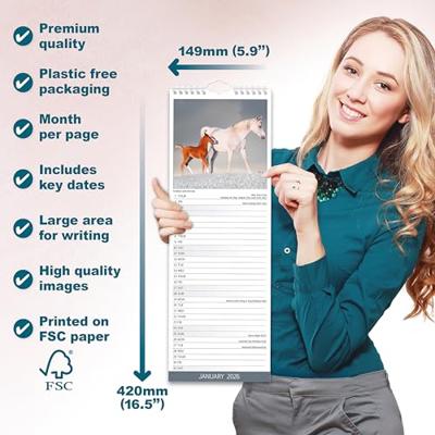 Horses Slim Calendar 2026 Horses Slimline Calendar - 12 Month