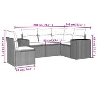 6-delige Loungeset met kussens poly rattan beige - thumbnail