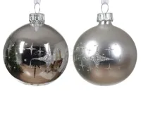 Kerstbal Glas Glitter Ster Ø6cm Zilver Assorti 1st - thumbnail