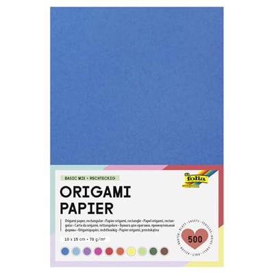 Origami papier, 500 rechthoekige vellen BASIC MIX FOLIA meerkleurig