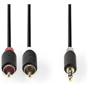 Stereo audiokabel | 3,5 mm male - 2x RCA male | 1,0 m | Antraciet