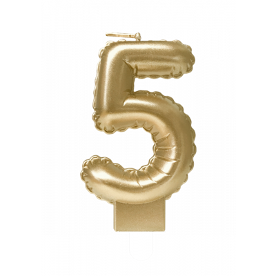 Folie Ballon Kaarsje Cijfer &apos;5&apos; Goud