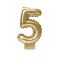 Folie Ballon Kaarsje Cijfer &apos;5&apos; Goud - thumbnail