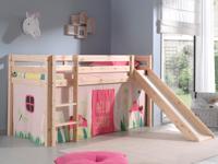 Bed ALIZE met glijbaan 90x200 cm natuurlijke pijnboom tent Spring - thumbnail