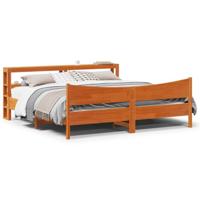 Bedframe met hoofdbord massief grenenhout wasbruin 180x200 cm - thumbnail