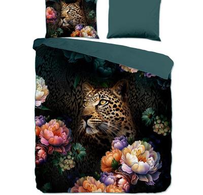 Descanso Dekbedovertrek "bloemen met een luipaard" - Multi - (200x200/220 cm) - Katoen Satijn