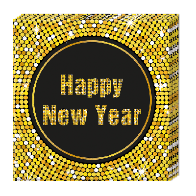 Servetten Happy New Year goud-zwart Servetten Happy New Year goud-zwart