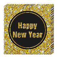 Servetten Happy New Year goud-zwart - thumbnail