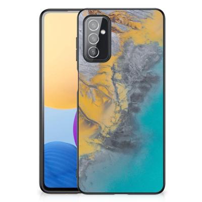 Samsung Galaxy M52 Marmeren Print Telefoonhoesje Marble Blue Gold Samsung Galaxy M52 Marmeren Print Telefoonhoesje Marble Blue Gold