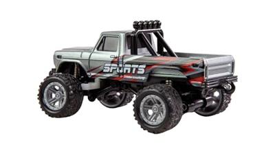Amewi Grijs Brushed 1:64 RC auto Elektro Monstertruck Achterwielaandrijving RTR 2,4 GHz Incl. accu en laadkabel, Met lichteffect