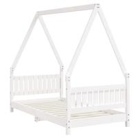 Kinderbedframe 80x160 cm massief grenenhout wit - thumbnail