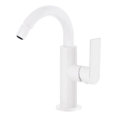 Bidetmengkraan Tres Loft Colors 1-Hendel Bidet Uitloop Gebogen 16,5 cm Rond Mat Wit Tres