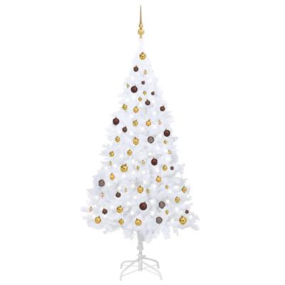 VidaXL Kunstkerstboom met verlichting en kerstballen 210 cm pvc wit