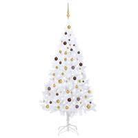 VidaXL Kunstkerstboom met verlichting en kerstballen 210 cm pvc wit - thumbnail
