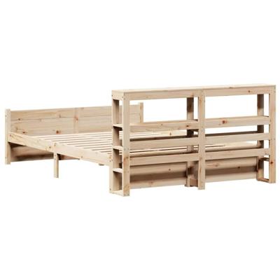 Bedframe met hoofdbord massief grenenhout 150x200 cm