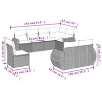 8-delige Loungeset met kussens poly rattan beige - thumbnail