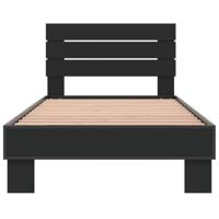Bedframe bewerkt hout en metaal zwart 90x200 cm - thumbnail