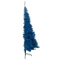 VidaXL Kunstkerstboom met standaard half 150 cm pvc blauw - thumbnail