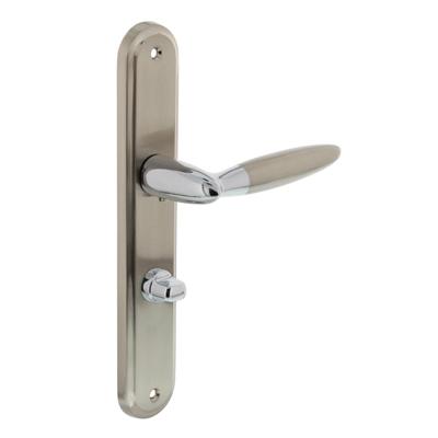 Intersteel Deurkruk Elen op langschild met toilet-/badkamersluiting 63/8 mm - chroom/nikkel mat