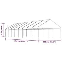 Prieel met dak 17,84x5,88x3,75 m polyetheen wit - thumbnail