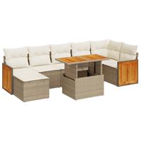 8-delige Loungeset met kussens poly rattan acacia beige - thumbnail