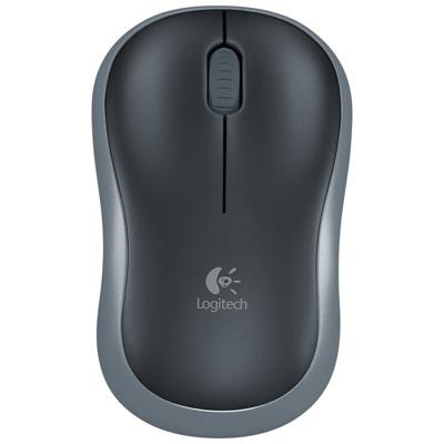 Logitech M186 4-toetsen bilaterale symmetrie 1000DPI draadloze optische muis met ontvanger opslag bin draadloze bereik: 25m (zwart grijs)
