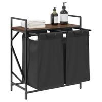 Wasmand 2 vakken met plank bruin eikenkleurig - thumbnail