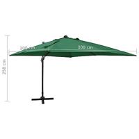 VidaXL Zweefparasol met paal en led-verlichting 300 cm groen - thumbnail