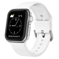 By Qubix - Soft siliconen bandje met gespsluiting - Wit - Compatible met Apple Watch 44mm / 45mm / 46mm / 49mm - Compatible Apple watch bandjes - thumbnail