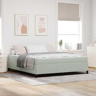 Bedframe Lichtgrijs, grijs en wit 180 x 200 cm Fluweel