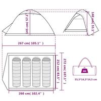 Tent 4-persoons 267x272x145 cm 185T taft wit - thumbnail