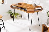 Massief houten bureau ORGANIC LIVING 120cm Sheesham consoletafel met opbergruimte - 43074 - thumbnail