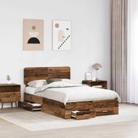 Bedframe met hoofdeinde Oudhout 120 x 190 cm Bewerkt hout - thumbnail
