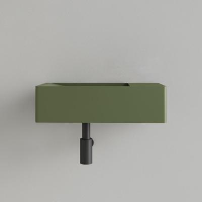 Fontein Gliss Design Freya Solid Marble 40x22x10 cm Zonder Kraangat Rechts Mat Olijf Groen