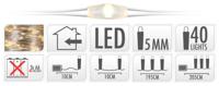10 stuks! Zilverdraad 40 LED warm wit Nampook - Nampook - thumbnail