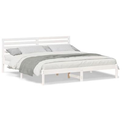 Bedframe met hoofdeinde Wit 180 x 200 cm Massief grenenhout Bedframe met hoofdeinde Wit 180 x 200 cm Massief grenenhout