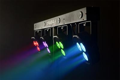 Algam Lighting Stagebar II met 4 RGB LED-parren & 4 stroboscoops op statief