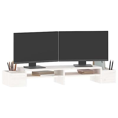 Monitorstandaard 100x27,5x15 cm massief grenenhout wit Monitorstandaard 100x27,5x15 cm massief grenenhout wit