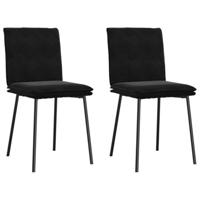 Eetkamerstoelen 2 st fluweel zwart - thumbnail