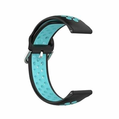 Garmin Forerunner 970 / 570 (47mm) / 255 - Siliconen sportbandje met gesp - Zwart + blauw - thumbnail