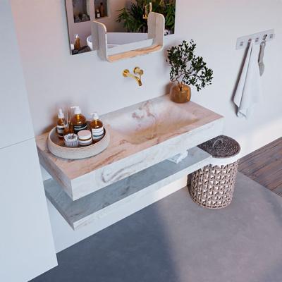 MONDIAZ ALAN-DLUX 100cm planchet Frappe. Vrijhangende wastafel CLOUD rechts zonder kraangat, kleur Frappe. MONDIAZ ALAN-DLUX 100cm planchet Frappe. Vrijhangende wastafel CLOUD rechts zonder kraangat, kleur Frappe.