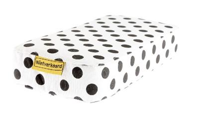 NietVerkeerd Niet verkeerd bagagedrager kussen wit 32x15x5cm, dots (bijpassende bel artikel 3332)