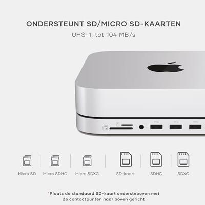 Satechi USB-C Stand/hub Mac mini/Studio (SSD) - Silver Satechi USB-C Stand/hub Mac mini/Studio (SSD) - Silver