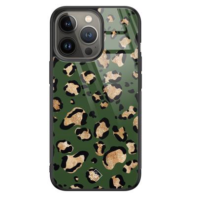 iPhone 13 Pro glazen hardcase - Luipaard groen