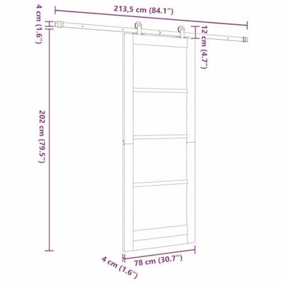 Schuifdeur ORKDAL Bruin 78 x 202 cm Hout en metaal
