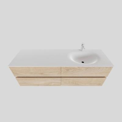 Badkamermeubel Solid Surface AQS Stockholm 150x46 cm Links Wood Washed Oak Boss & Wessing Badkamermeubel Solid Surface AQS Stockholm 150x46 cm Links Wood Washed Oak Boss & Wessing