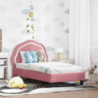 Peuterbedframe met hoofdbord Roze 70 x 140 cm Fluweel - thumbnail
