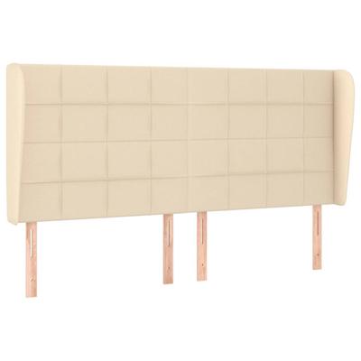 Hoofdbord met randen 163x23x118/128 cm stof crèmekleurig