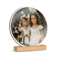 Houten fototegel met houder bedrukken - Rond - thumbnail